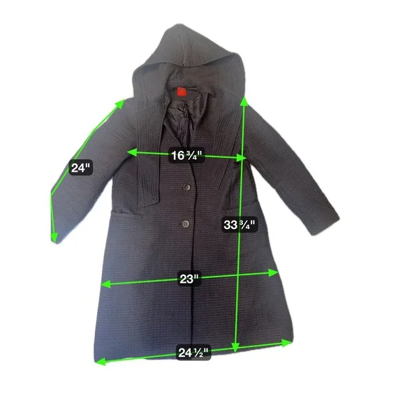 Heart Art Textured Wool Hooded Coat — Issey Miyake Line Aesthetic Size M - Picture 4 of 9